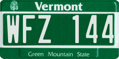 VT license plate WFZ144