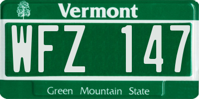 VT license plate WFZ147