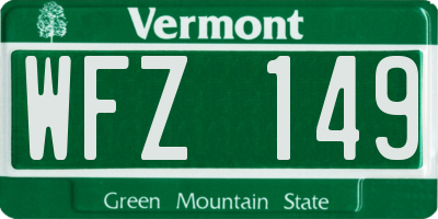 VT license plate WFZ149