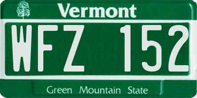 VT license plate WFZ152