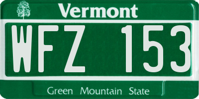 VT license plate WFZ153