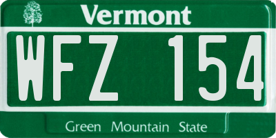 VT license plate WFZ154