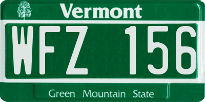 VT license plate WFZ156