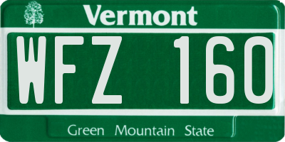 VT license plate WFZ160