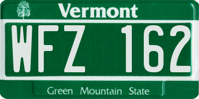 VT license plate WFZ162