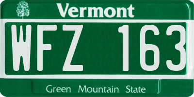 VT license plate WFZ163