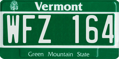 VT license plate WFZ164