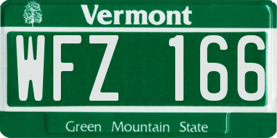 VT license plate WFZ166