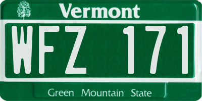 VT license plate WFZ171
