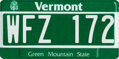 VT license plate WFZ172