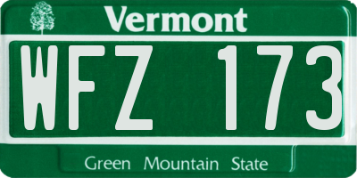 VT license plate WFZ173