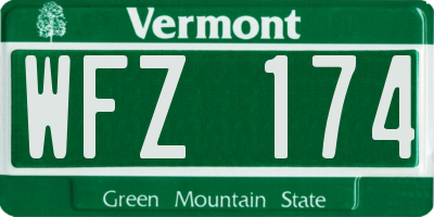 VT license plate WFZ174