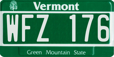 VT license plate WFZ176