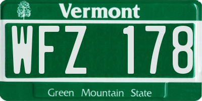 VT license plate WFZ178