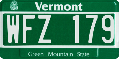 VT license plate WFZ179