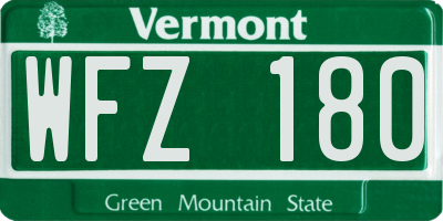 VT license plate WFZ180