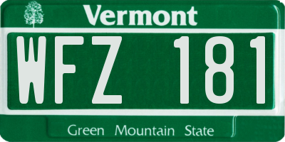 VT license plate WFZ181