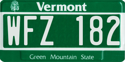 VT license plate WFZ182