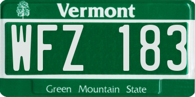VT license plate WFZ183