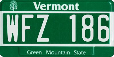 VT license plate WFZ186