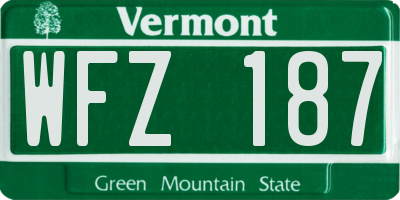 VT license plate WFZ187
