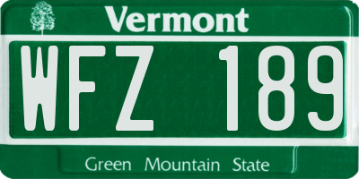 VT license plate WFZ189