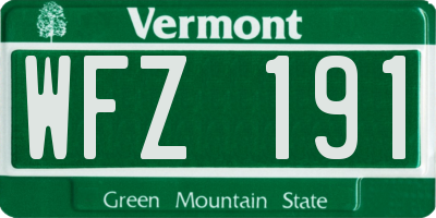 VT license plate WFZ191