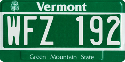 VT license plate WFZ192