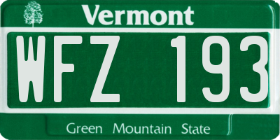 VT license plate WFZ193
