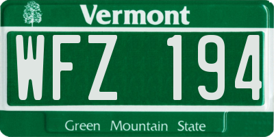 VT license plate WFZ194