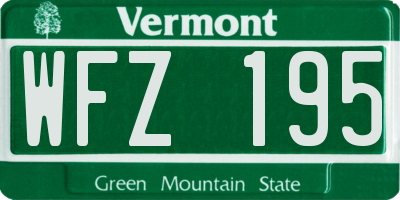 VT license plate WFZ195