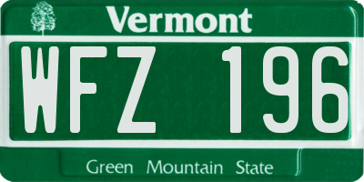 VT license plate WFZ196