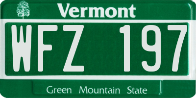 VT license plate WFZ197