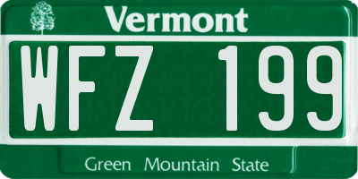 VT license plate WFZ199