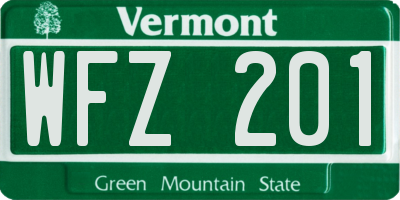 VT license plate WFZ201