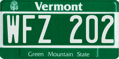 VT license plate WFZ202