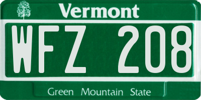 VT license plate WFZ208