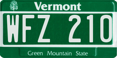 VT license plate WFZ210