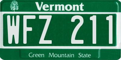 VT license plate WFZ211