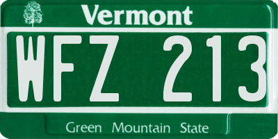 VT license plate WFZ213