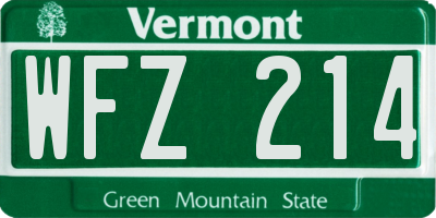 VT license plate WFZ214