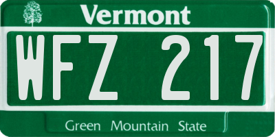 VT license plate WFZ217