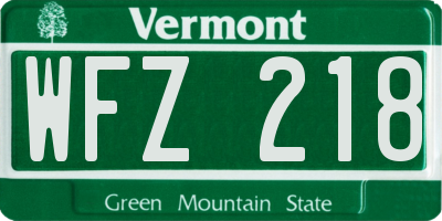 VT license plate WFZ218