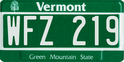 VT license plate WFZ219