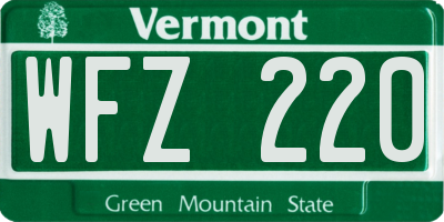 VT license plate WFZ220