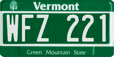 VT license plate WFZ221