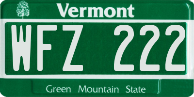 VT license plate WFZ222