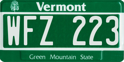 VT license plate WFZ223