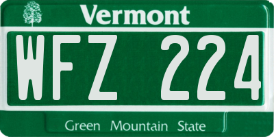 VT license plate WFZ224