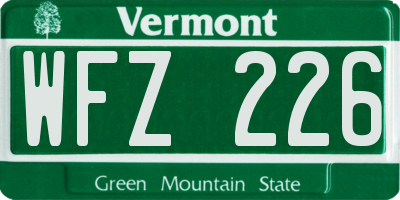 VT license plate WFZ226